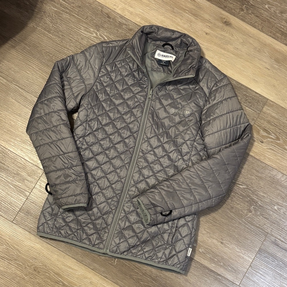 Magellan Quilted Puffer Jacket Grey Ladies Small